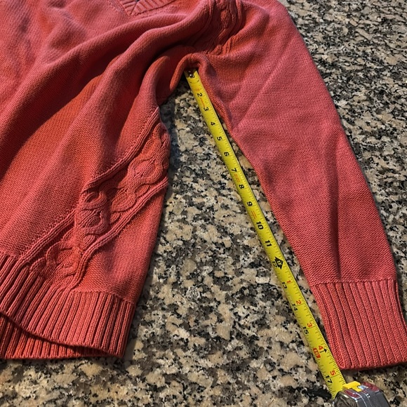 NWT L.L. Bean Double L V-Neck Tunic some cable design Sweater M Reg Mineral Red - Picture 14 of 14